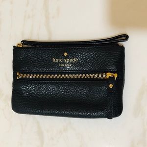 EUC Kate Spade black leather wristlet